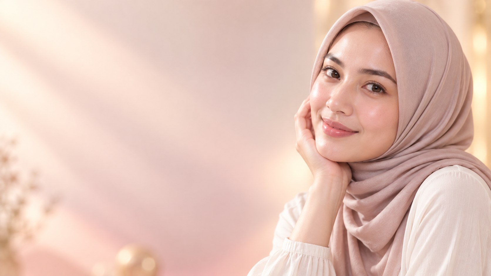 Klien Werisa berhijab dengan kulit sehat